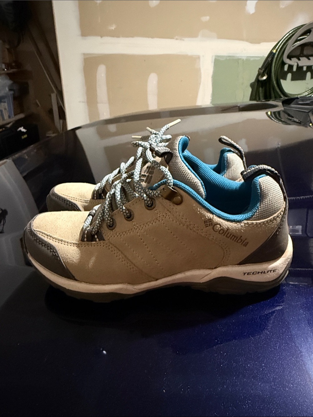 Columbia Beige and Blue Trail Sneakers